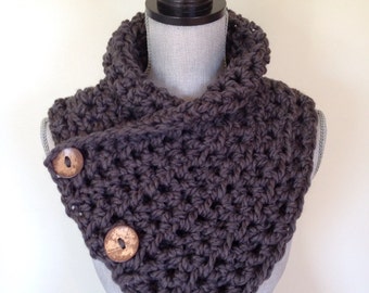 Loose Arm Knit Infinity Scarf With Button Cuff Detail