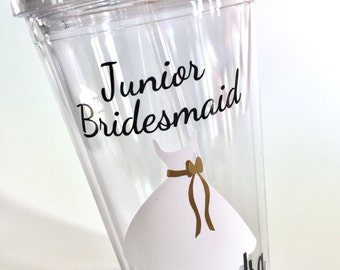 Junior Bridesmaid Personalized Tumbler - Will You Be My Junior Bridesmaid, Bridesmaid Gift, Bridal Party Gift - 16 oz Tumbler