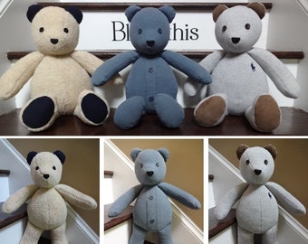 18" Memory Bear / Keepsake Bear from Adult Clothes **PLEASE Read the Listing Description for Detailed Information Needed for Ordering**