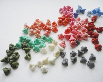 10 TINY FLOWER, cold porcelain flower, flower cabochon, clay tiny flower, jewelry flower, spring flower, autumn flower, handmade tiny flower