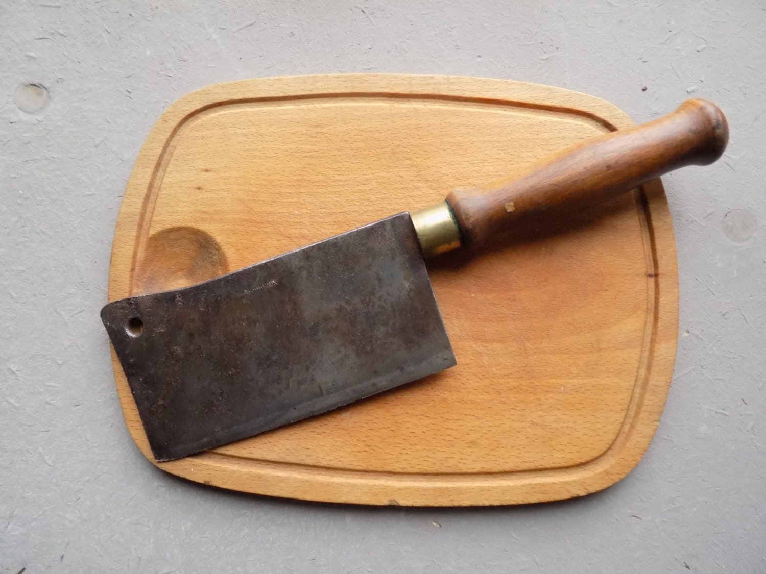 French antique butchers knife cleaver axe machete with