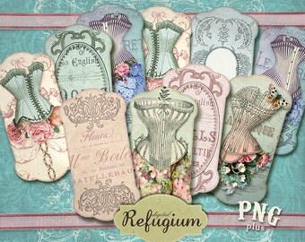 Ribbon Holder corsets /Digital Collage Sheet / Instant Download