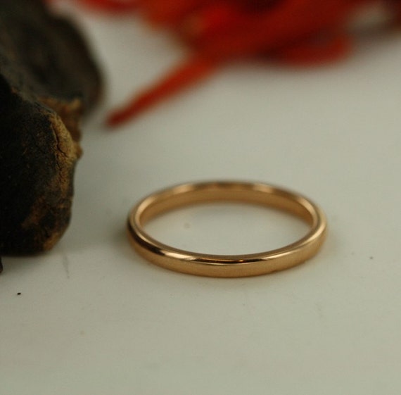  Plain  Wedding  Ring  in 14k Rose  Gold  Minimalist Stacking Ring 
