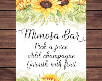 Mimosa Bar Sign, Sunflower Mimosa Bar Sign, Sunflower Mimosa Bar Sign, Sunny Sunflowers Instant Download PDF Printable 212