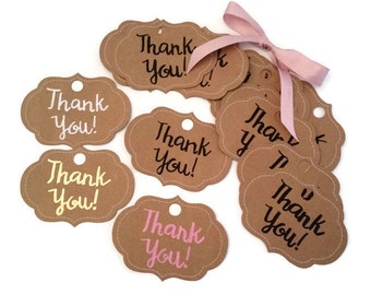 Set of 12 Thank You Gift Tags- Wedding-Baby Shower- Birthday