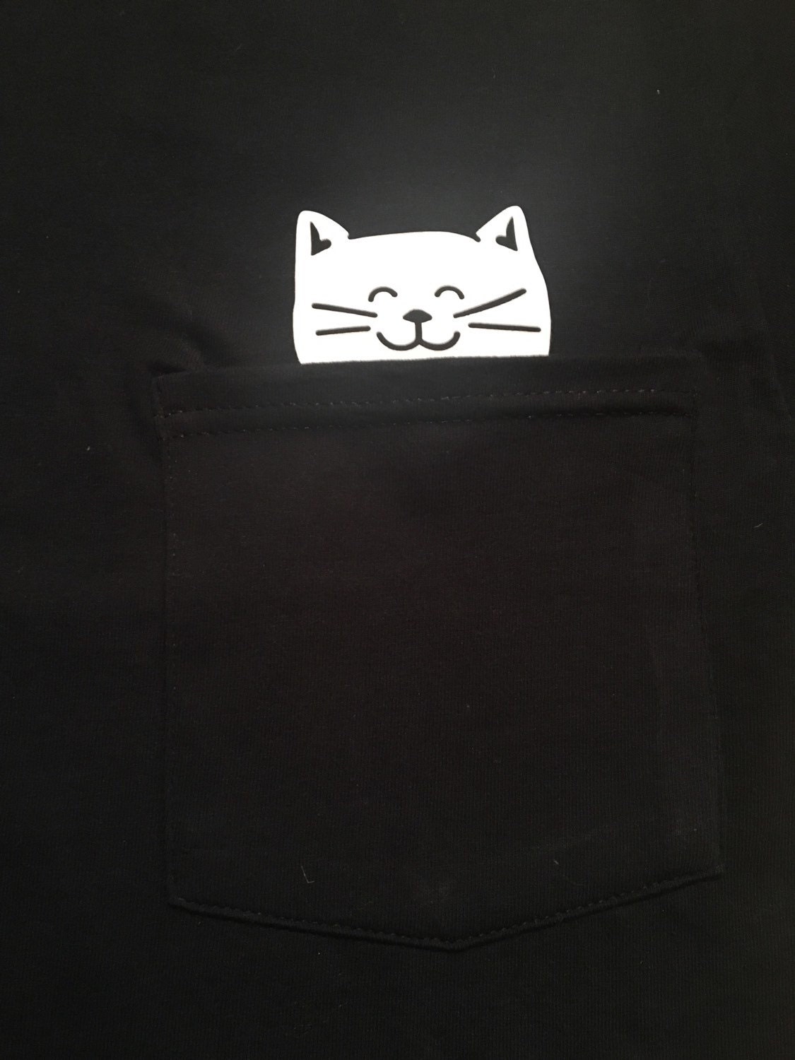 Cat Middle Finger Pocket T Shirt