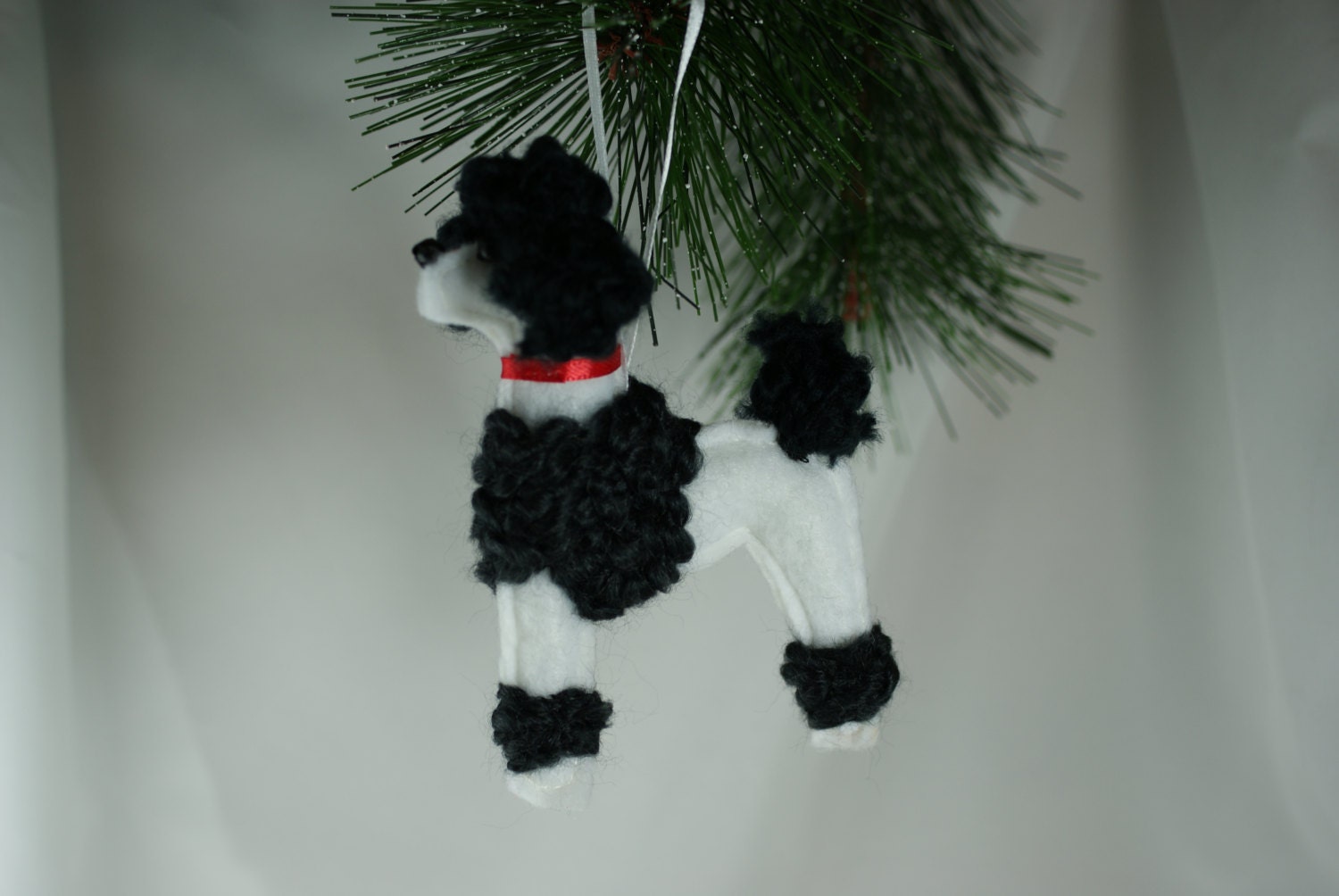 felt poodle ornament white and black poodle ornament