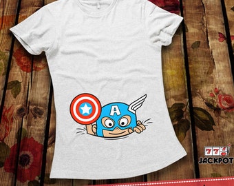 Baby Peeking Out Shirt Maternity Halloween Costume Gifts For Expecting Mothers Maternity Reveal Shirt Superhero Maternity T-Shirt MD-515
