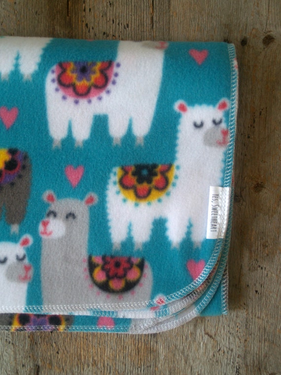 Minky Baby Blanket with Grey Llama Print Gender Neutral