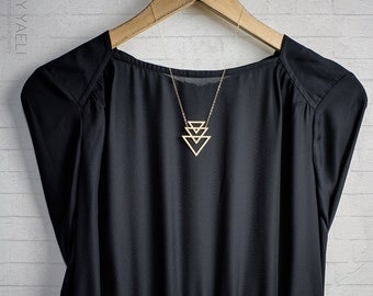 Geometric necklace, triangle necklace, goldfilled necklace, gift for her, unique necklace, triangular necklace, gold necklace.