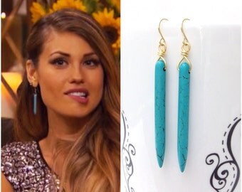 Turquoise Earrings, Turquoise Spike Earrings, Bachelor "Britt" Earrings, Turquoise Howlite Drop Earrings, Britt Bachelor Bachelorette