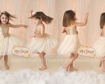Ivory flower girl dress, Ivory Gold Dress, Gold Sequin Dress, Ivory Flower Girl Dress,Rustic Dress,Birthday Girls Dress,Cream Girls Dress