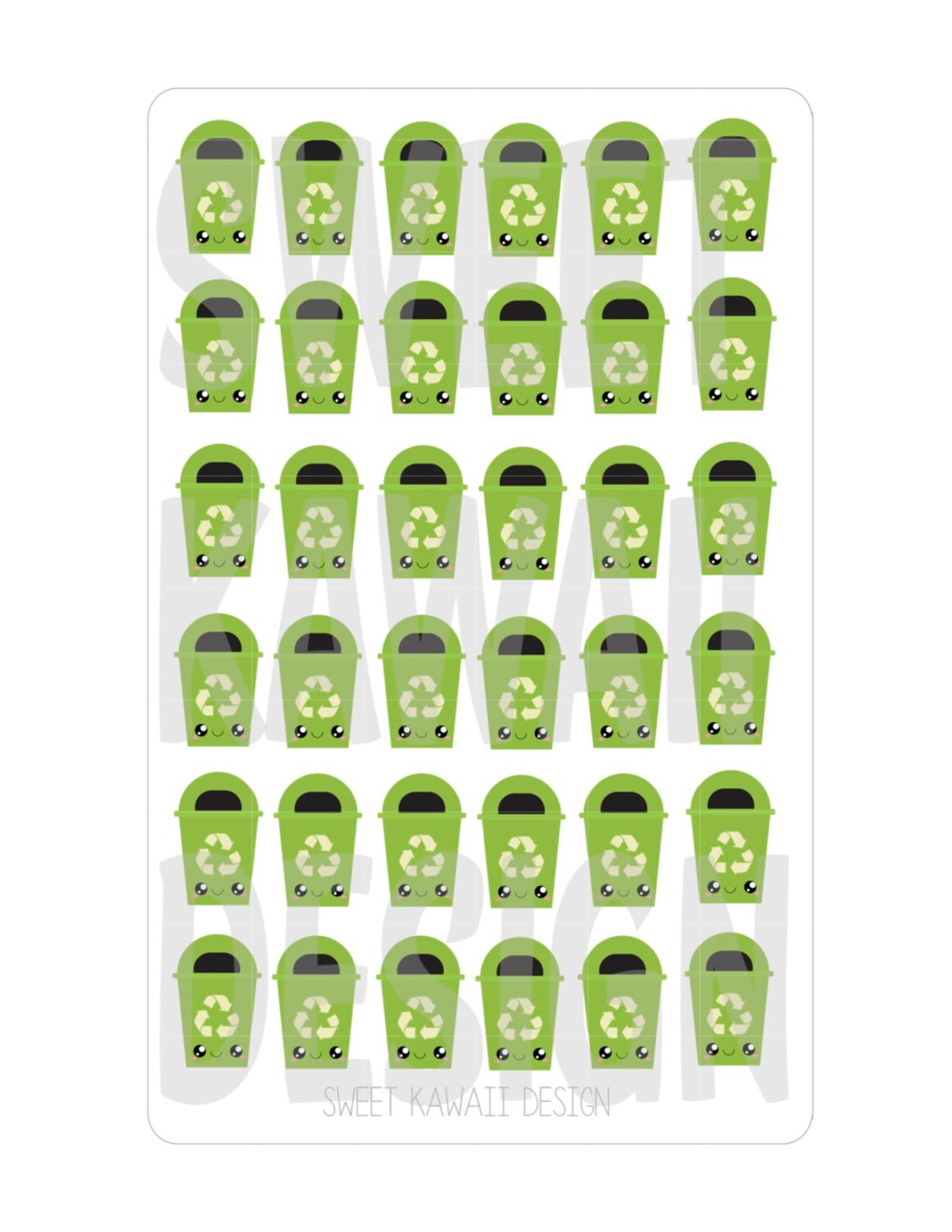 Kawaii Recycle Stickers by SweetKawaiiDesign on Etsy