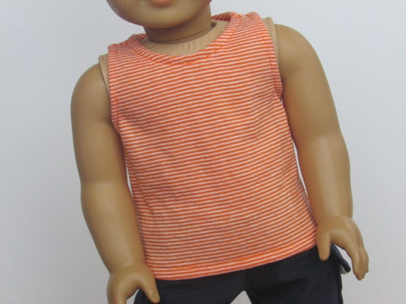 Orange Striped Tank - 18 Inch Girl or Boy Doll Clothes // Clothing