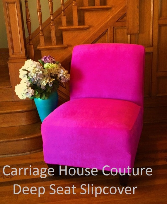 Slipcover Suede Chair Cover for Armless by CarriageHouseCouture