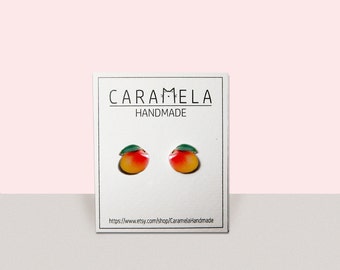 Mango Stud Earrings Fruit earrings Mango Earring Post Mango Fruit Miniature Food Mango Jewelry Mango Gift