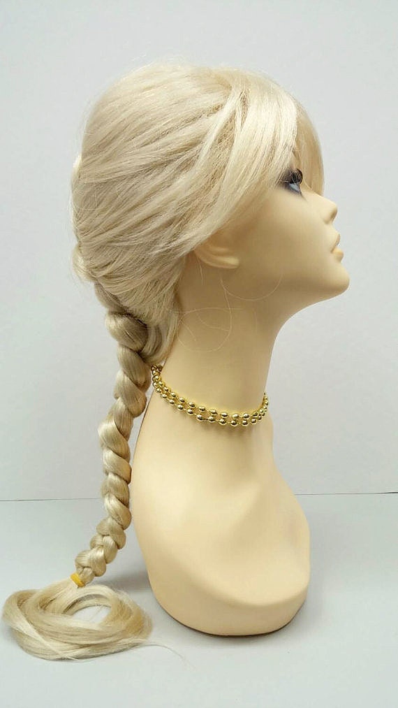 Long 17 inch Blonde French Braid Wig. Elsa Style by ParamountWigs