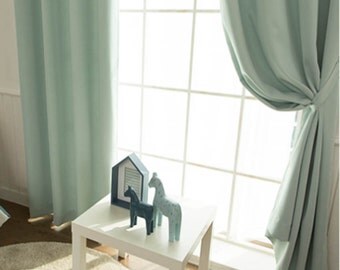 Mint Solid Blackout Curtains Grommet 1Pair