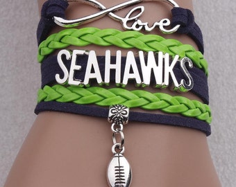 Love Seahawks bracelet, football multilayer woven bracelet, Seahawk bracelets, Seattle Seahawk jewelry, football jewelry, Seattle Seahawks