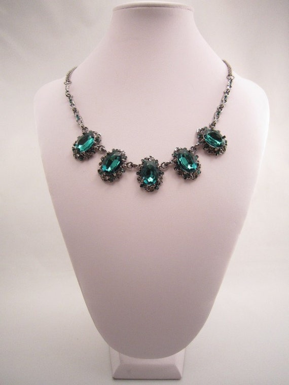 Satine Emerald Green Statement Necklace Bib Costume by DBKJewels