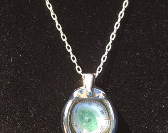 Tourmaline And Vintage Watch Dial Pendant