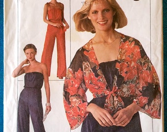 Vintage 1976 jumpsuit playsuit jacket cover up sewing pattern - Simplicity 7748 - size 12 (34" bust, 26.5" waist, 36" hip) - 1970's