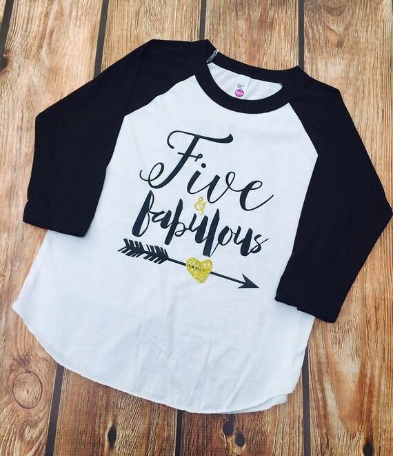 Five & Fabulous Birthday Girl Shirt Five Year Old