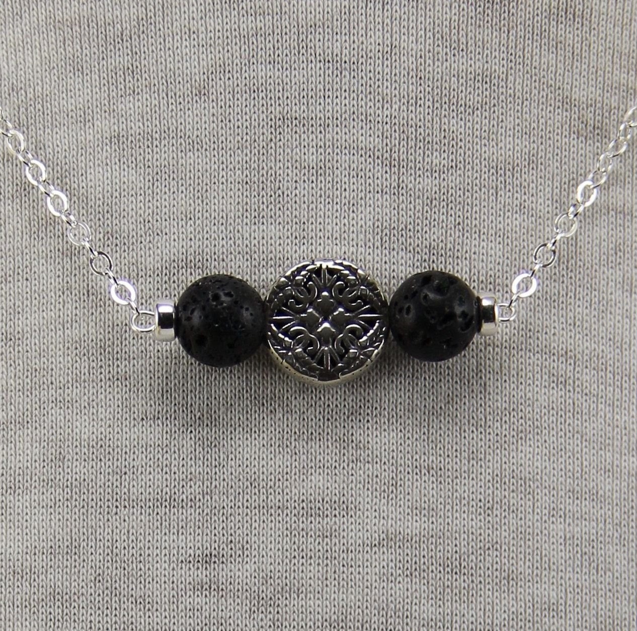 aromatherapy necklace lava bead jewelry sterling silver