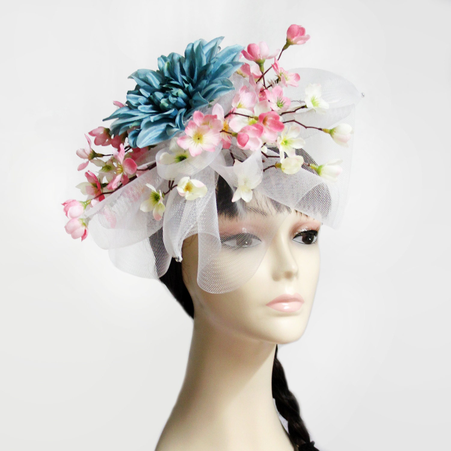 Cherry Blossom Flower Headband Fascinator Church Hat