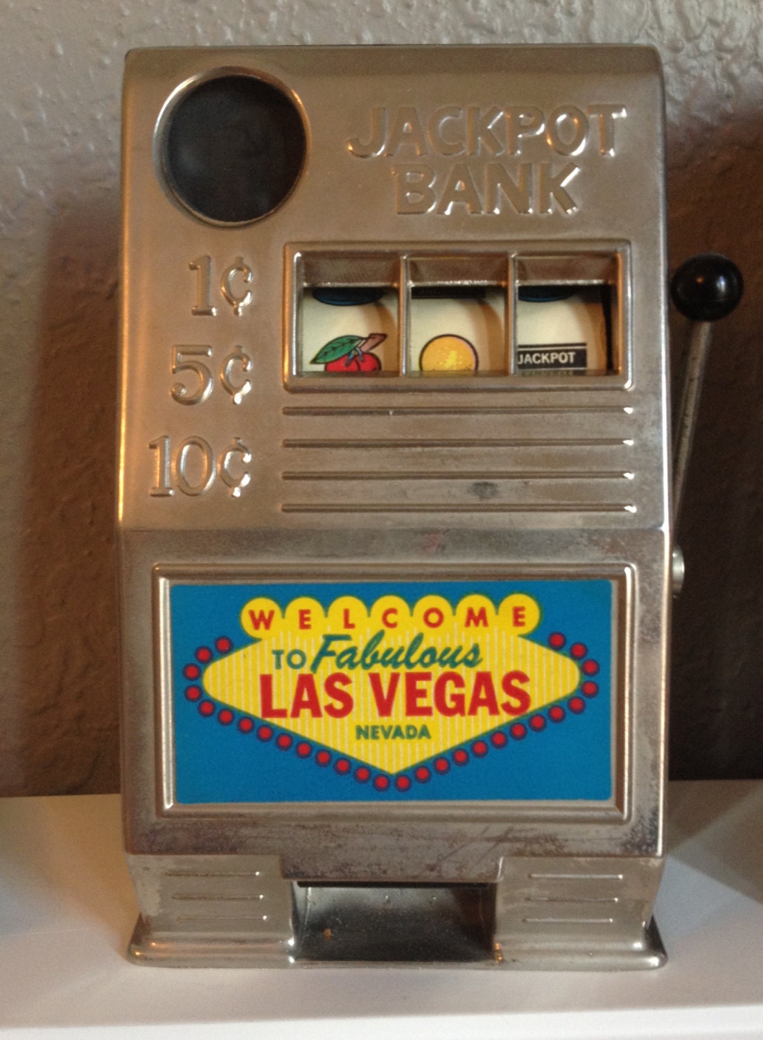 Vintage Las Vegas Slot Machine Jackpot Bank with Original Box