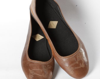 Ballet pumps - Dachshund leather handmade ballet flat shoes doglover