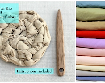 Custom Mini Rug Starter Kit with Tool/Amish Knot Toothbrush Rag Rug small starter with tool/Starter Kit with Instructions/DIY Rug Kit