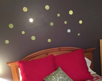 Brilliant Gold Polka Dots Adhesive Wall Decals - Set of 15 Circle Dots - Kate Spade Inspired