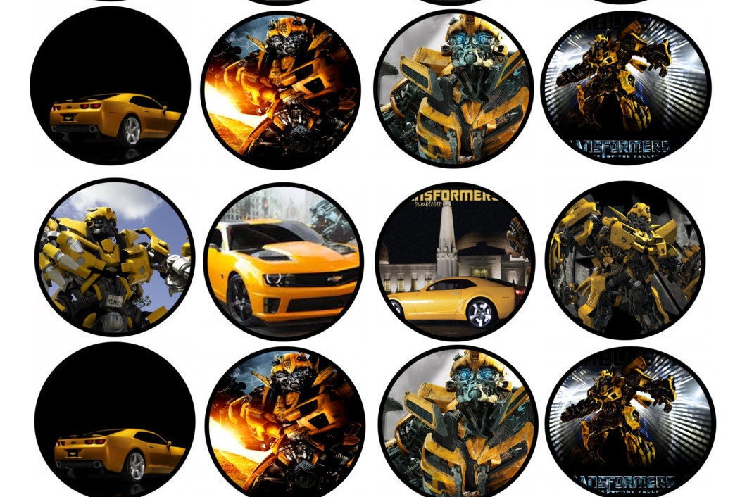 24 BUMBLEBEE TRANSFORMERS edible round cupcake fairy cake