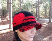 With color options,Heart hat with brim,Beanie with brim,