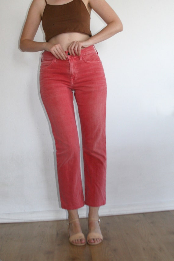 pink high waisted jeans