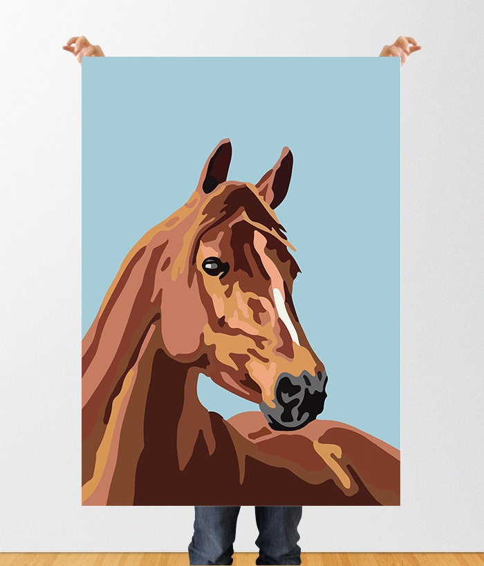 Horse Print Printable Paint By Numbers style Digital