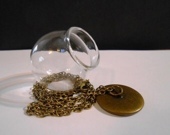 1 Glass globe pendant Bronze chain Dome jewelry Bubble necklace Bottle necklace Vial necklace Terrarium necklace Terrarium Jewelry supplies