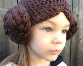 Princess Leia hat, Star Wars hat. Baby - adult sizes
