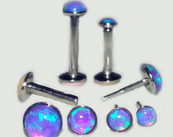 16g 1/4" 5/16" 3/8" 7/16" Push Pin in Threadless PURPLE OPAL Tragus Lip Labret Monroe Medusa Cartilage Ear Triple Forward Helix Earring Stud