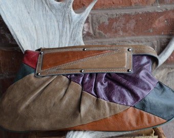 80s Leather Clutch Color Block Purse