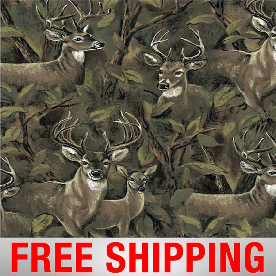 Fleece Fabric Deer Hunting Nature Style 24524 60 Wide