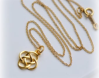 Celtic Knot Necklace in Gold, Irish Charm Necklace, Gold Charm Necklace, Love Knot Pendant Gold Vermeil - Handmade Gift for Her, Blissaria