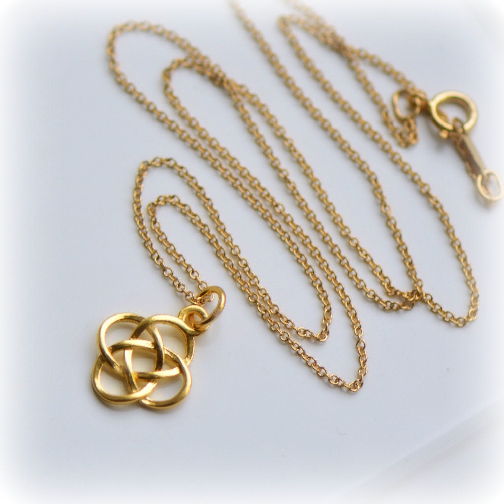 Celtic Knot Necklace in Gold Irish Charm Necklace Gold Charm