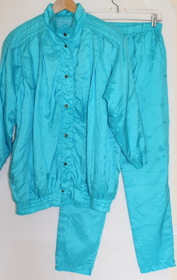 Items similar to True Vintage '80s ABRAXAS Women Turquoise Blue Nylon ...