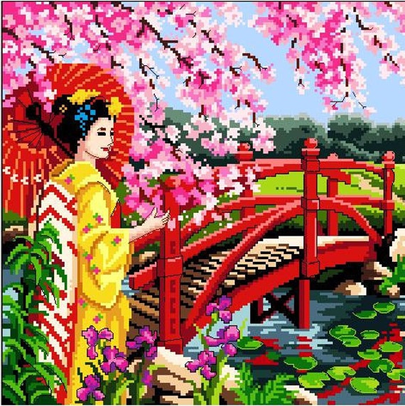 Beautiful Japanese Garden Cross Stitch PDF Pattern