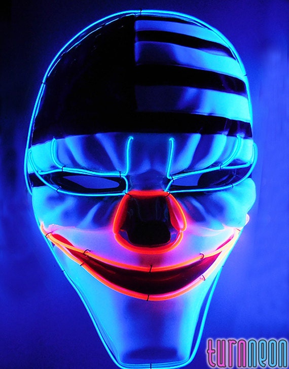 Rave edm mask Light Up Glow Neon Partyotic Clown LED EL Wire