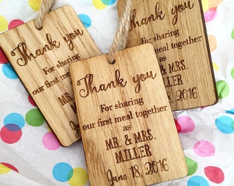 Rustic Wedding Table Decor, Rustic Wedding Favor, Wedding Napkin Ties, Vintage Type Tags, Thank You For Sharing Our first Meal, 29TD