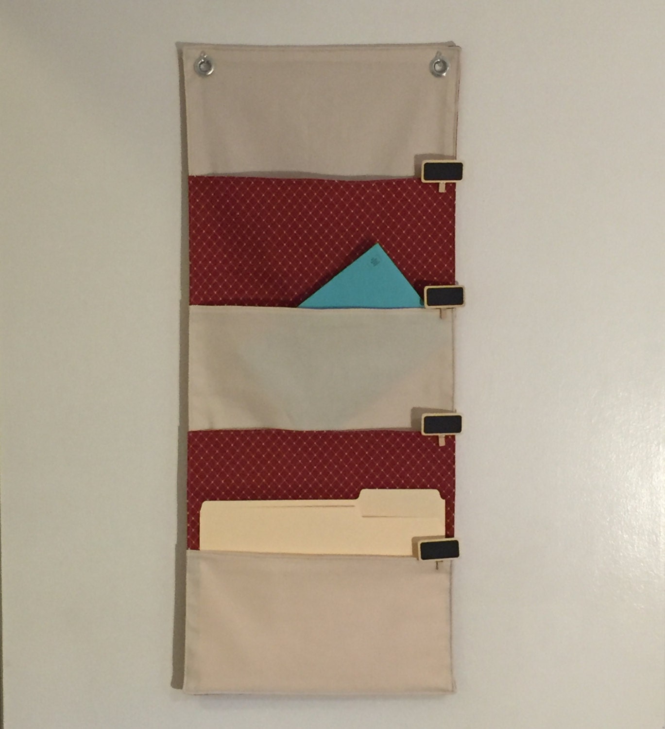 4 Pocket hanging file folder organizer wall by QuiltsnCutes