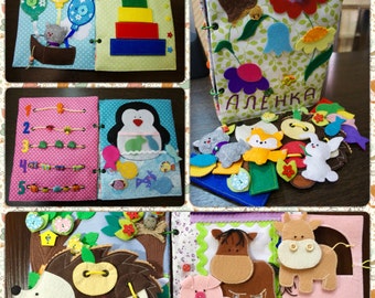 Quiet Book Personalized Soft Busy book Toddlers activity Educational Travel toy Fine Motor Skills Montessori Gift Baby Shower Birth Kids Tot